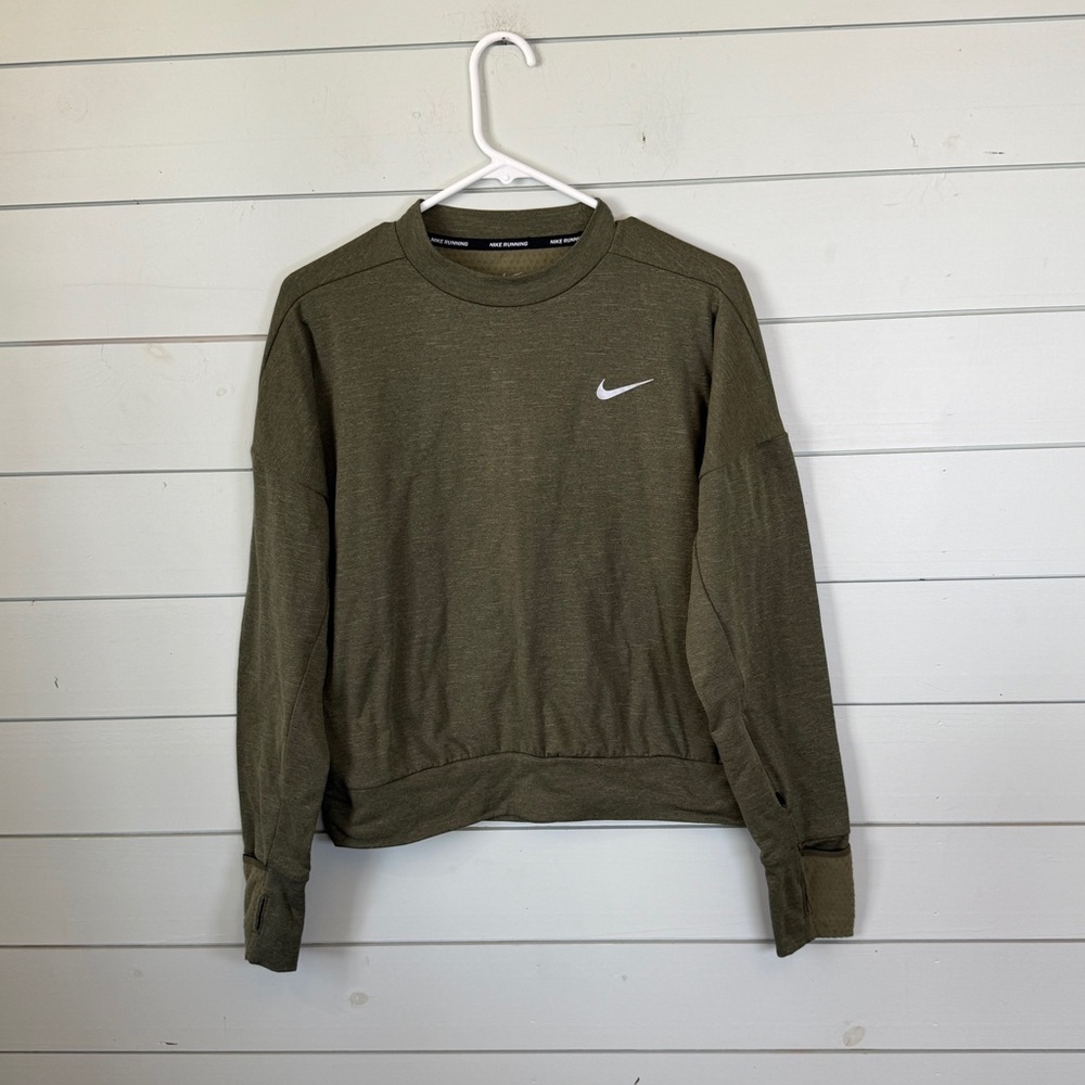 Nike dri-fit green long sleeve‎ crewneck sweatshirt women's size small